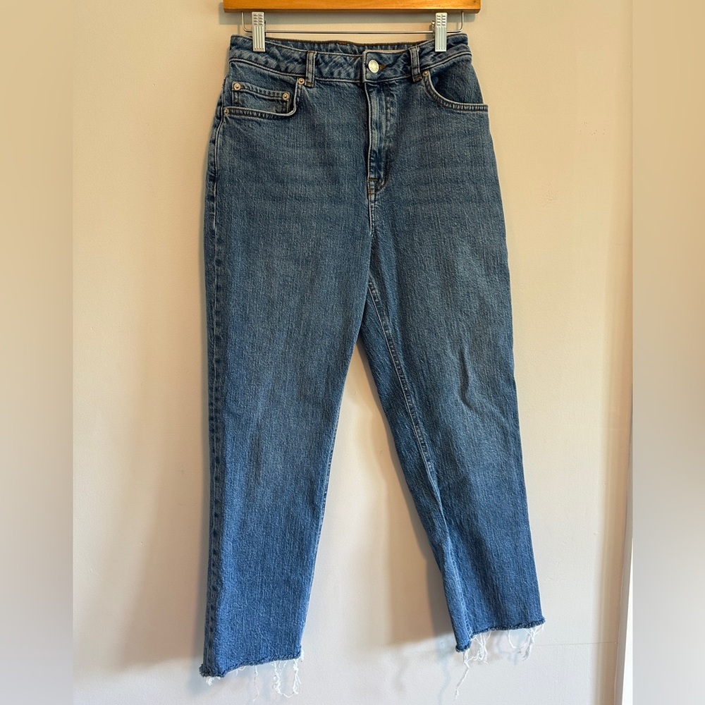 ASOS Denim Classic Blue Distressed Hem Women's Jeans 28 - Picture 1 of 3
